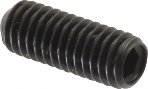 Made in USA - #10-32 UNF, 1/2" Length Under Head, Cup Point Set Screw - Grade 8 Alloy Steel, 3/32" Key - Benchmark Tooling