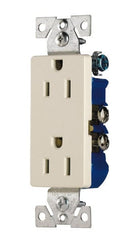 125 VAC 15A NEMA 5-15R Residential Grade White Straight Blade Duplex Receptacle 1 Phase, 2 Pole, 3 Wire, Self-Grounding, Flush Mount, Impact & Tamper Resistant