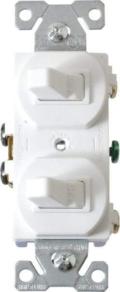 Cooper Wiring Devices - 1 Pole, 120/277 VAC, 15 Amp, Flush Mounted, Duplex Switch - NonNEMA Configuration, 2 Switch, Back Side Wiring, cULus Listed, NOM 426, RoHS Compliant Standard - Benchmark Tooling