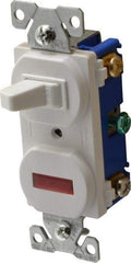 Cooper Wiring Devices - 1 Pole, 120 VAC, 15 Amp, Flush Mounted, Combination Switch with Pilot Light - NonNEMA Configuration, 1 Switch, Back Side Wiring, cULus Listed, RoHS Compliant Standard - Benchmark Tooling