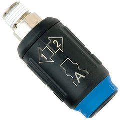 Legris - 3/8 Male NPT Pneumatic Hose Safety Coupler - 1/4" ID, Fiber Glass, Industrial Interchange, 1/4" Body Diam - Benchmark Tooling