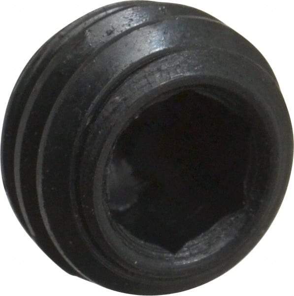 Made in USA - 1/4-28 UNF, 3/16" Length Under Head, Cup Point Set Screw - Grade 8 Alloy Steel, 1/8" Key - Benchmark Tooling