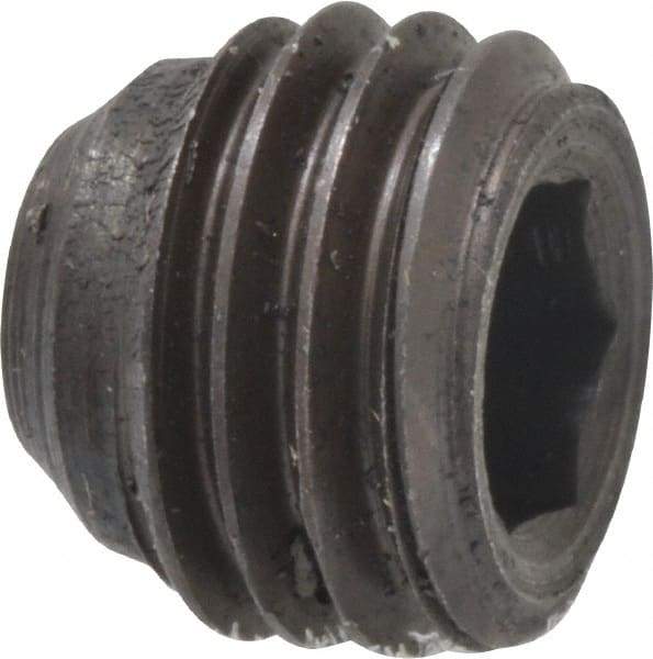 Made in USA - 5/16-24 UNF, 1/4" Length Under Head, Cup Point Set Screw - Grade 8 Alloy Steel, 5/32" Key - Benchmark Tooling