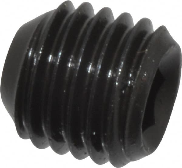 Made in USA - 5/16-24 UNF, 5/16" Length Under Head, Cup Point Set Screw - Grade 8 Alloy Steel, 5/32" Key - Benchmark Tooling