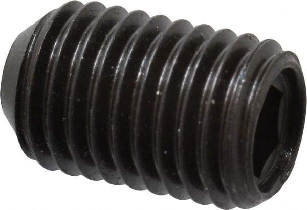 Made in USA - 5/16-24 UNF, 1/2" Length Under Head, Cup Point Set Screw - Grade 8 Alloy Steel, 5/32" Key - Benchmark Tooling