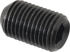 Made in USA - 3/8-24 UNF, 5/8" Length Under Head, Cup Point Set Screw - Grade 8 Alloy Steel, 3/16" Key - Benchmark Tooling