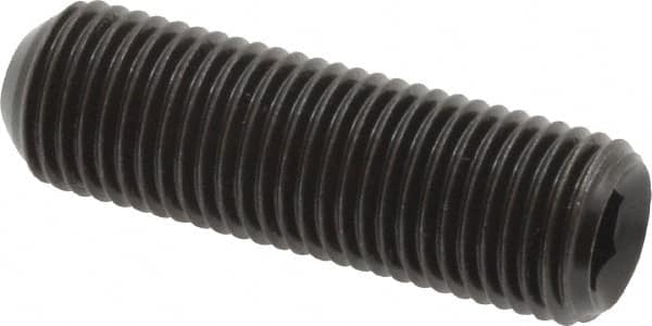 Made in USA - 3/8-24 UNF, 1-1/4" Length Under Head, Cup Point Set Screw - Grade 8 Alloy Steel, 3/16" Key - Benchmark Tooling