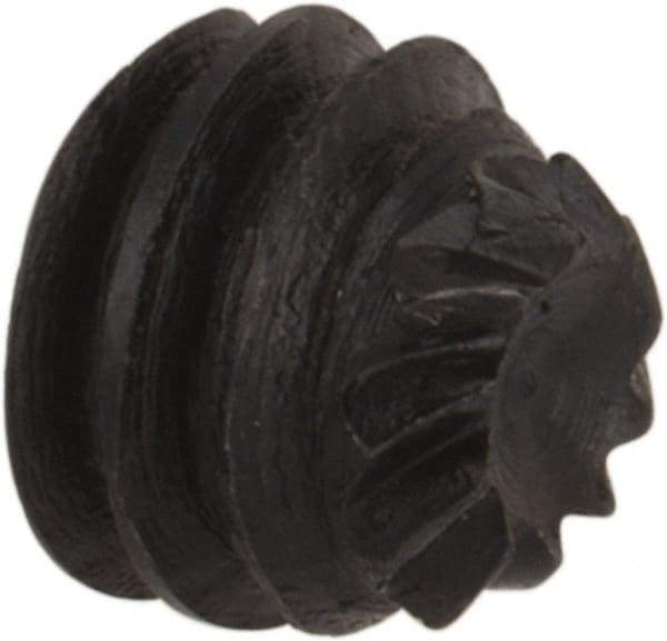 Made in USA - #8-32 UNC, 1/8" Length Under Head, Knurled Cup Point Set Screw - Grade 8 Alloy Steel, 5/64" Key - Benchmark Tooling