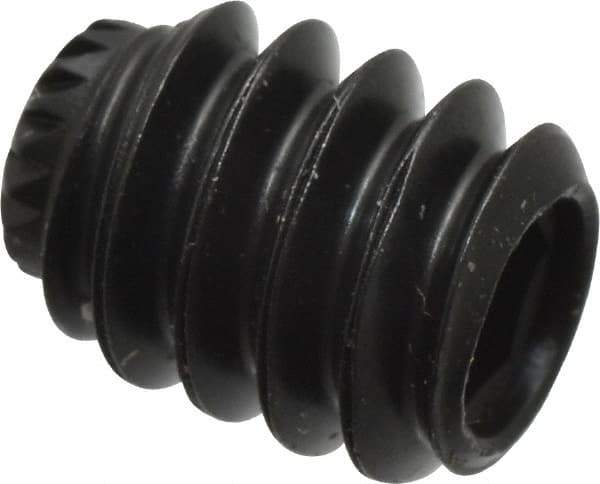 Made in USA - #10-24 UNC, 1/4" Length Under Head, Knurled Cup Point Set Screw - Grade 8 Alloy Steel, 3/32" Key - Benchmark Tooling