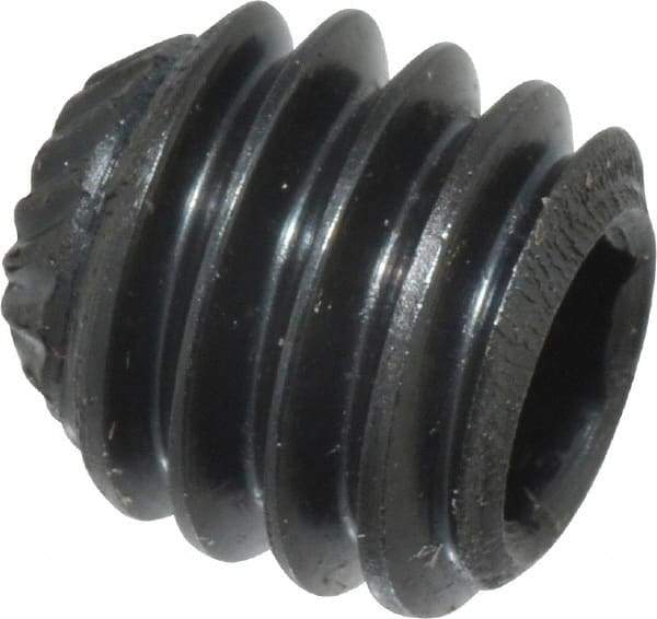 Made in USA - 5/16-18 UNC, 5/16" Length Under Head, Knurled Cup Point Set Screw - Grade 8 Alloy Steel, 5/32" Key - Benchmark Tooling