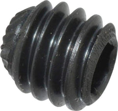 Made in USA - 5/16-18 UNC, 5/16" Length Under Head, Knurled Cup Point Set Screw - Grade 8 Alloy Steel, 5/32" Key - Benchmark Tooling