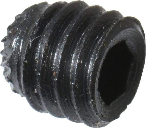 Made in USA - #10-32 UNF, 3/16" Length Under Head, Knurled Cup Point Set Screw - Grade 8 Alloy Steel, 3/32" Key - Benchmark Tooling