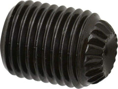 Made in USA - 3/8-24 UNF, 1/2" Length Under Head, Knurled Cup Point Set Screw - Grade 8 Alloy Steel, 3/16" Key - Benchmark Tooling