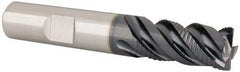 Iscar - 1/2" Diam, 1" LOC, 4 Flute Solid Carbide Roughing & Finishing Corner Chamfer End Mill - TiAlN Finish, 3" OAL, 1/2" Shank Diam, Weldon Shank, 45° Helix, Centercutting - Benchmark Tooling