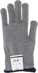 SHOWA - Size M (8), ANSI Cut Lvl 4, Puncture Lvl 0, Abrasion Lvl 1, Dyneema/Lycra/Spectra/Thermax Cut Resistant Gloves - 8.7" Long, Knit Wrist, Light Gray, Ambidextrous - Benchmark Tooling