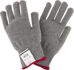 SHOWA - Size L (9), ANSI Cut Lvl 4, Puncture Lvl 0, Abrasion Lvl 1, Dyneema/Lycra/Spectra/Thermax Cut Resistant Gloves - 9.5" Long, Knit Wrist, Light Gray, Ambidextrous - Benchmark Tooling