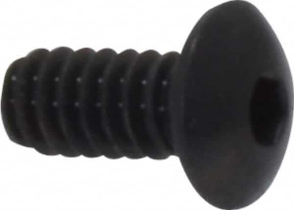 Made in USA - #4-40 UNC Hex Socket Drive, Button Screw - Alloy Steel, Black Oxide Finish, Fully Threaded, 1/4" Length Under Head - Benchmark Tooling