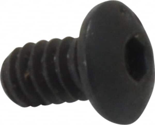 Made in USA - #6-32 UNC Hex Socket Drive, Button Screw - Alloy Steel, Black Oxide Finish, Fully Threaded, 1/4" Length Under Head - Benchmark Tooling