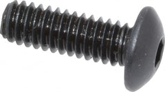 Made in USA - #8-32 UNC Hex Socket Drive, Button Screw - Alloy Steel, Black Oxide Finish, Fully Threaded, 1/2" Length Under Head - Benchmark Tooling