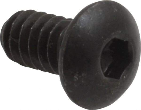 Made in USA - #10-24 UNC Hex Socket Drive, Button Screw - Alloy Steel, Black Oxide Finish, Fully Threaded, 3/8" Length Under Head - Benchmark Tooling