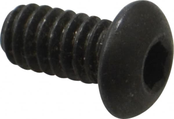 Made in USA - 1/4-20 UNC Hex Socket Drive, Button Screw - Alloy Steel, Black Oxide Finish, Fully Threaded, 1/2" Length Under Head - Benchmark Tooling