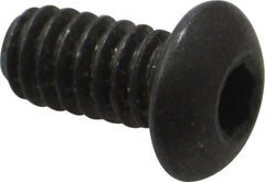 Made in USA - 1/4-20 UNC Hex Socket Drive, Button Screw - Alloy Steel, Black Oxide Finish, Fully Threaded, 1/2" Length Under Head - Benchmark Tooling