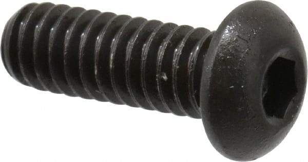 Made in USA - 1/4-20 UNC Hex Socket Drive, Button Screw - Alloy Steel, Black Oxide Finish, Fully Threaded, 3/4" Length Under Head - Benchmark Tooling