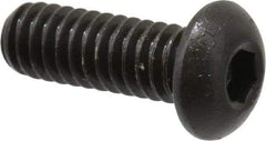 Made in USA - 1/4-20 UNC Hex Socket Drive, Button Screw - Alloy Steel, Black Oxide Finish, Fully Threaded, 3/4" Length Under Head - Benchmark Tooling