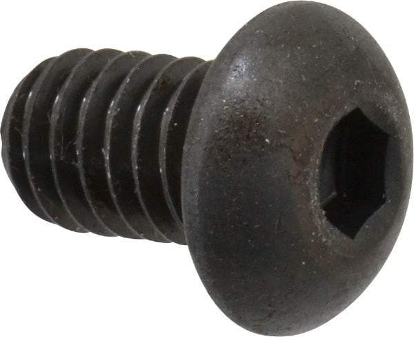 Made in USA - 5/16-18 UNC Hex Socket Drive, Button Screw - Alloy Steel, Black Oxide Finish, Fully Threaded, 1/2" Length Under Head - Benchmark Tooling