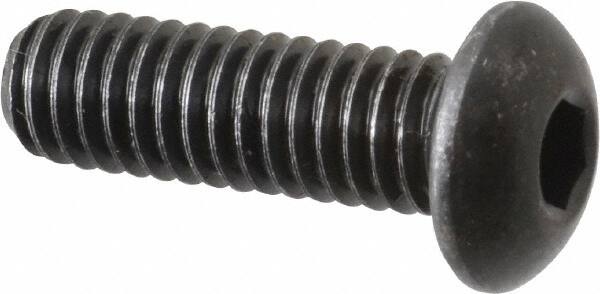 Made in USA - 5/16-18 UNC Hex Socket Drive, Button Screw - Alloy Steel, Black Oxide Finish, Fully Threaded, 1" Length Under Head - Benchmark Tooling