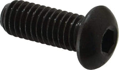 Made in USA - 3/8-16 UNC Hex Socket Drive, Button Screw - Alloy Steel, Black Oxide Finish, Fully Threaded, 1" Length Under Head - Benchmark Tooling