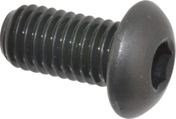 Made in USA - 1/2-13 UNC Hex Socket Drive, Button Screw - Alloy Steel, Black Oxide Finish, Fully Threaded, 1" Length Under Head - Benchmark Tooling