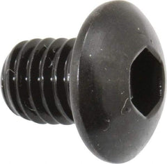 Made in USA - #10-32 UNF Hex Socket Drive, Button Screw - Alloy Steel, Black Oxide Finish, Fully Threaded, 1/4" Length Under Head - Benchmark Tooling
