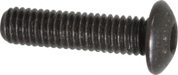 Made in USA - #10-32 UNF Hex Socket Drive, Button Screw - Alloy Steel, Black Oxide Finish, Fully Threaded, 3/4" Length Under Head - Benchmark Tooling
