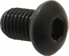 Made in USA - 1/4-28 UNF Hex Socket Drive, Button Screw - Alloy Steel, Black Oxide Finish, Fully Threaded, 3/8" Length Under Head - Benchmark Tooling