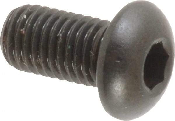 Made in USA - 1/4-28 UNF Hex Socket Drive, Button Screw - Alloy Steel, Black Oxide Finish, Fully Threaded, 1/2" Length Under Head - Benchmark Tooling