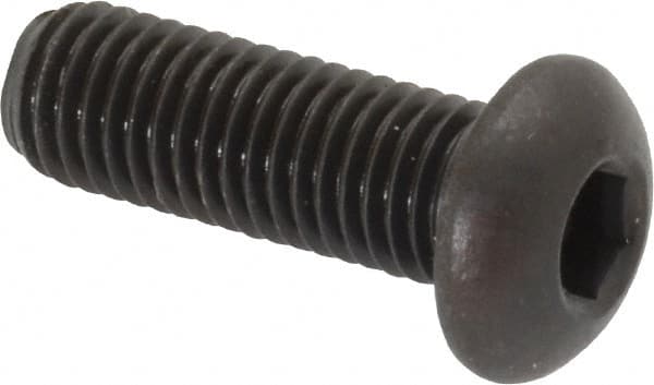 Made in USA - 1/4-28 UNF Hex Socket Drive, Button Screw - Alloy Steel, Black Oxide Finish, Fully Threaded, 3/4" Length Under Head - Benchmark Tooling