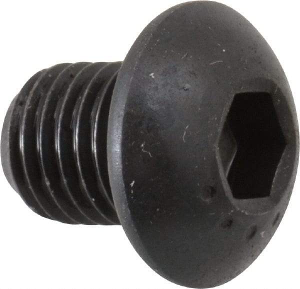 Made in USA - 5/16-24 UNF Hex Socket Drive, Button Screw - Alloy Steel, Black Oxide Finish, Fully Threaded, 3/8" Length Under Head - Benchmark Tooling