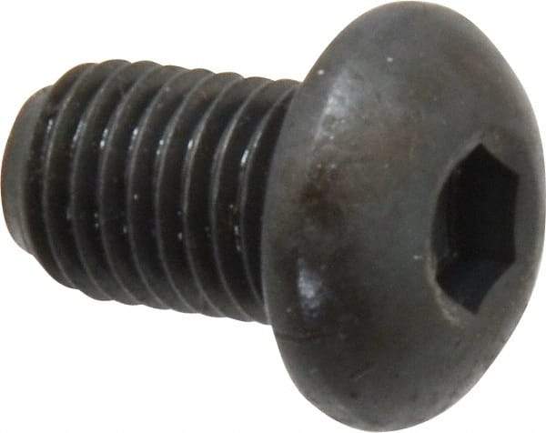Made in USA - 5/16-24 UNF Hex Socket Drive, Button Screw - Alloy Steel, Black Oxide Finish, Fully Threaded, 1/2" Length Under Head - Benchmark Tooling