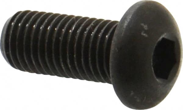 Made in USA - 5/16-24 UNF Hex Socket Drive, Button Screw - Alloy Steel, Black Oxide Finish, Fully Threaded, 3/4" Length Under Head - Benchmark Tooling