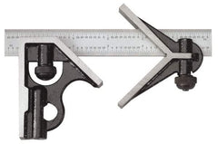 SPI - 3 Piece, 6" Combination Square Set - 1/16, 1/32, 1/64 & 1/8" (4R) Graduation, Hardened Steel Blade, Cast Iron Center & Square Head - Benchmark Tooling