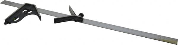 SPI - 3 Piece, 24" Combination Square Set - 1/100, 1/32, 1/50 & 1/64" (16R) Graduation, Hardened Steel Blade, Cast Iron Center & Square Head - Benchmark Tooling