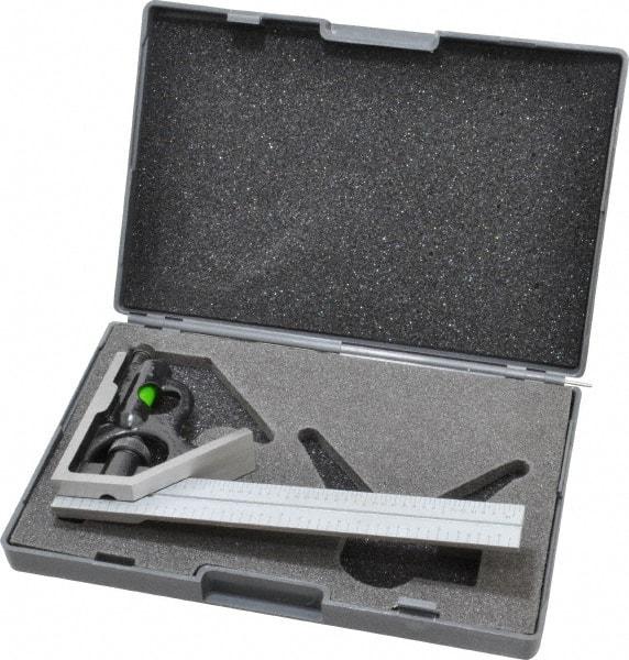 SPI - 2 Piece, 6" Combination Square Set - 1/16, 1/32, 1/64 & 1/8" (4R) Graduation, Hardened Steel Blade, Hardened Steel Square Head - Benchmark Tooling