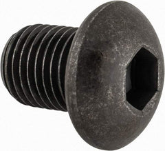 Made in USA - 3/8-24 UNF Hex Socket Drive, Button Screw - Alloy Steel, Black Oxide Finish, Fully Threaded, 1/2" Length Under Head - Benchmark Tooling