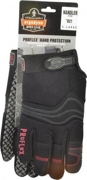 Ergodyne - Size XL (10) Silicone General Protection Work Gloves - For Mechanic's & Lifting, Uncoated, Hook & Loop Cuff, Full Fingered, Black, Paired - Benchmark Tooling