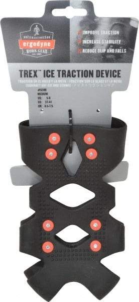 Ergodyne - Size 5-8, (Women's Size 6.5-9.5) Strap-On Cleat - Steel Studs Traction, Black - Benchmark Tooling