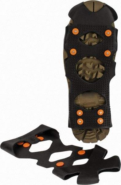 Ergodyne - Size 11-14, (Women's Size 12.5-15.5) Strap-On Cleat - Steel Studs Traction, Black - Benchmark Tooling