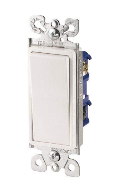 Cooper Wiring Devices - 3 Pole, 120 to 277 VAC, 15 Amp, Commercial Grade, Rocker, Wall and Dimmer Light Switch - 1.44 Inch Wide x 4.19 Inch High, Fluorescent - Benchmark Tooling