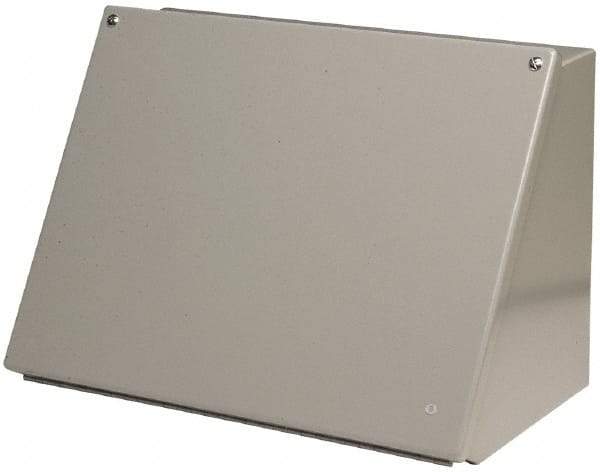 Cooper B-Line - Steel Standard Enclosure Hinge Sloped Cover - NEMA 12, 13, 12" Wide x 8" High x 7-5/32" Deep, Dirt-tight & Dust-tight - Benchmark Tooling