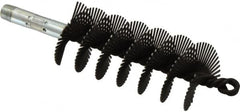 Schaefer Brush - 4-1/2" Scraper Length, 2" Diam, Flat Wire Single Spiral Flue Scraper - 7-3/4" Long, Tempered Steel Wire, 1/4" NPSM Male Connection - Benchmark Tooling